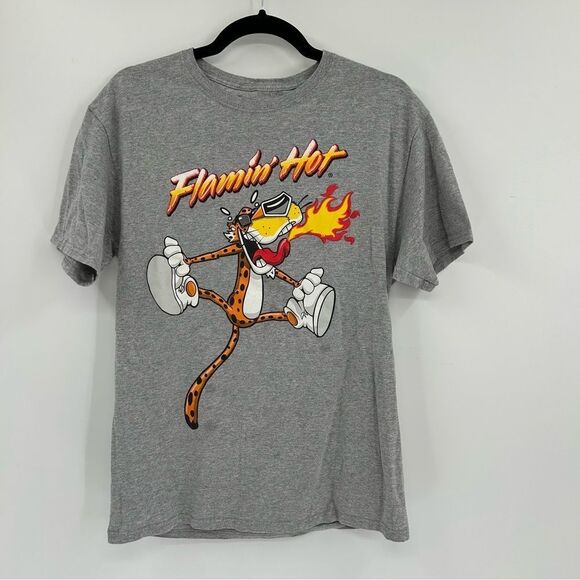 Men's Flamin Hot Cheetos Chester Cheetah Orange Grey Tee Medium - Picture 1 of 6